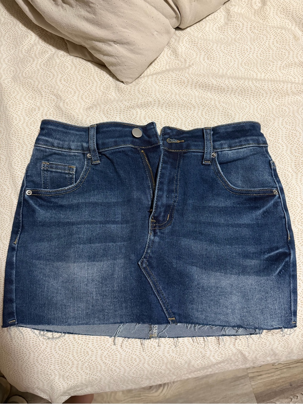 Denim Mini Skirt in Dark Blue